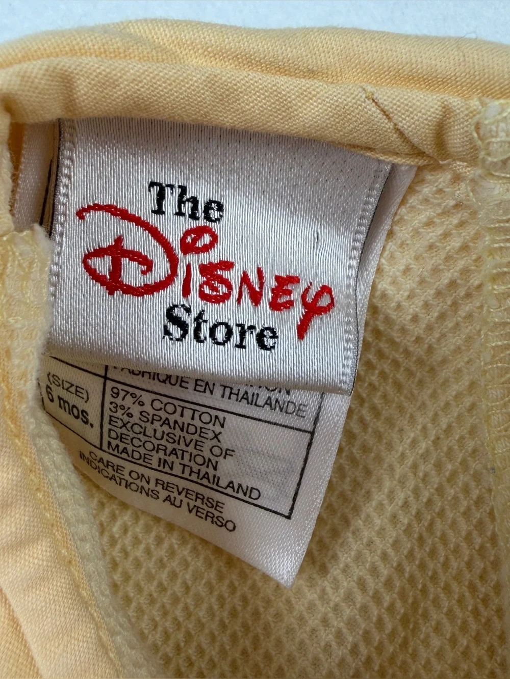 VTG The‎ Disney Store Romper Minnie Mouse Embroidered Yellow Flower 6 months
